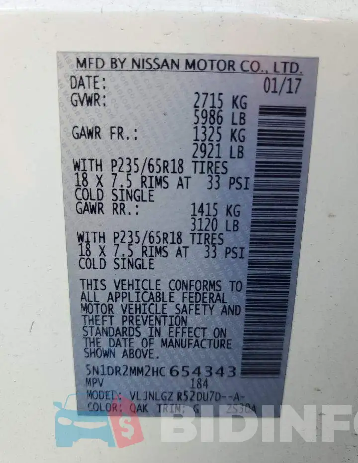 5N1DR2MM2HC654343 Photo# 13