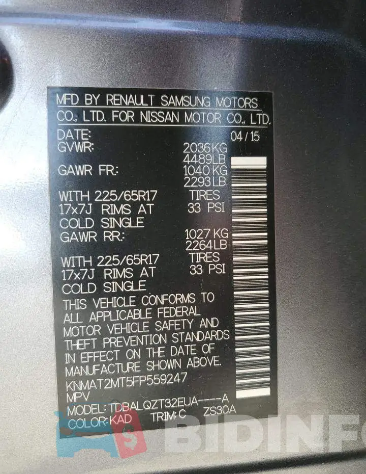 KNMAT2MT5FP559247 Photo# 13