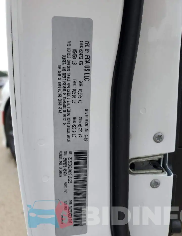 2C3CDXGJXKH716125 Photo# 12