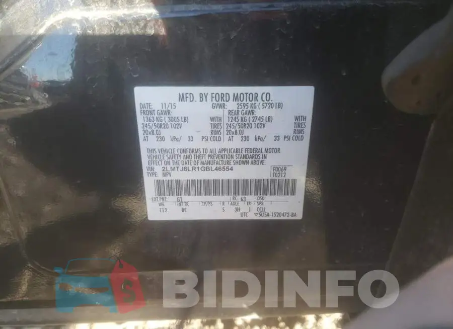 2LMTJ8LR1GBL46554 Photo# 12
