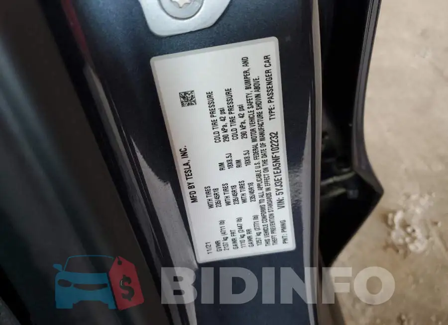 5YJ3E1EA5NF102232 Photo# 12