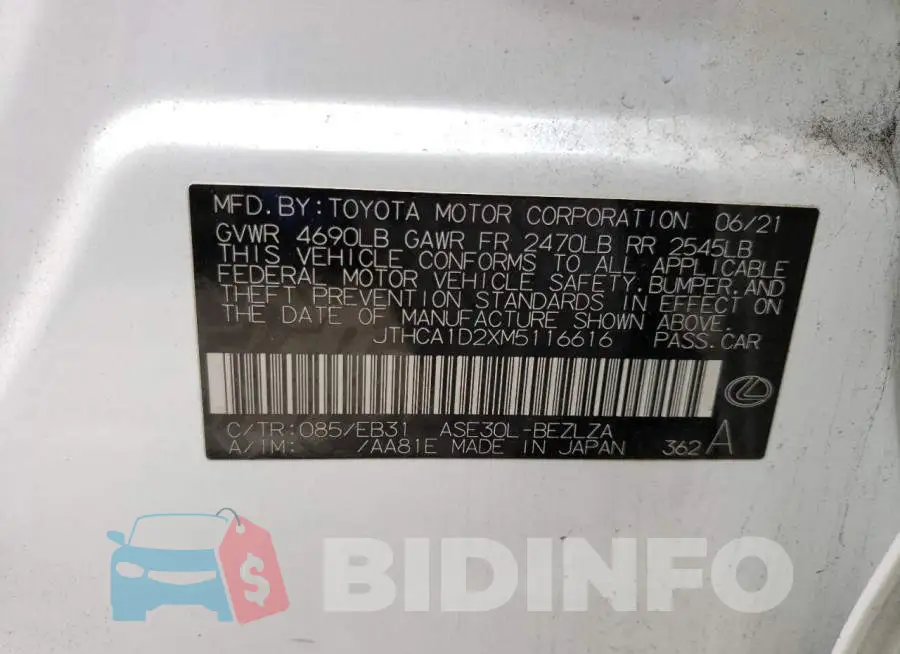 JTHCA1D2XM5116616 Photo# 12