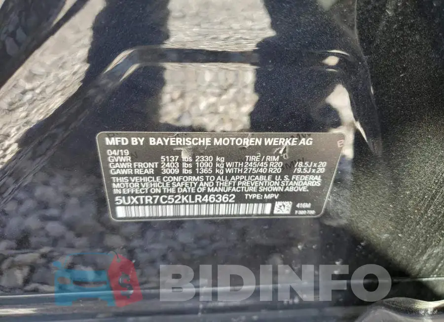 5UXTR7C52KLR46362 Photo# 13