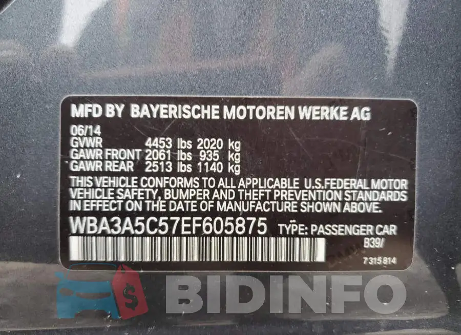 WBA3A5C57EF605875 Photo# 12
