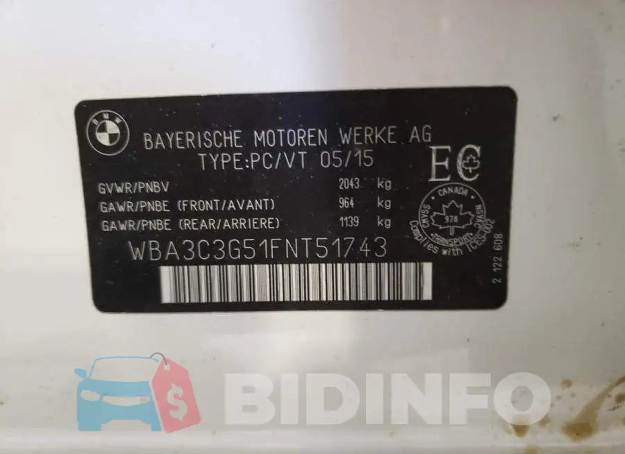 WBA3C3G51FNT51743 Photo# 13