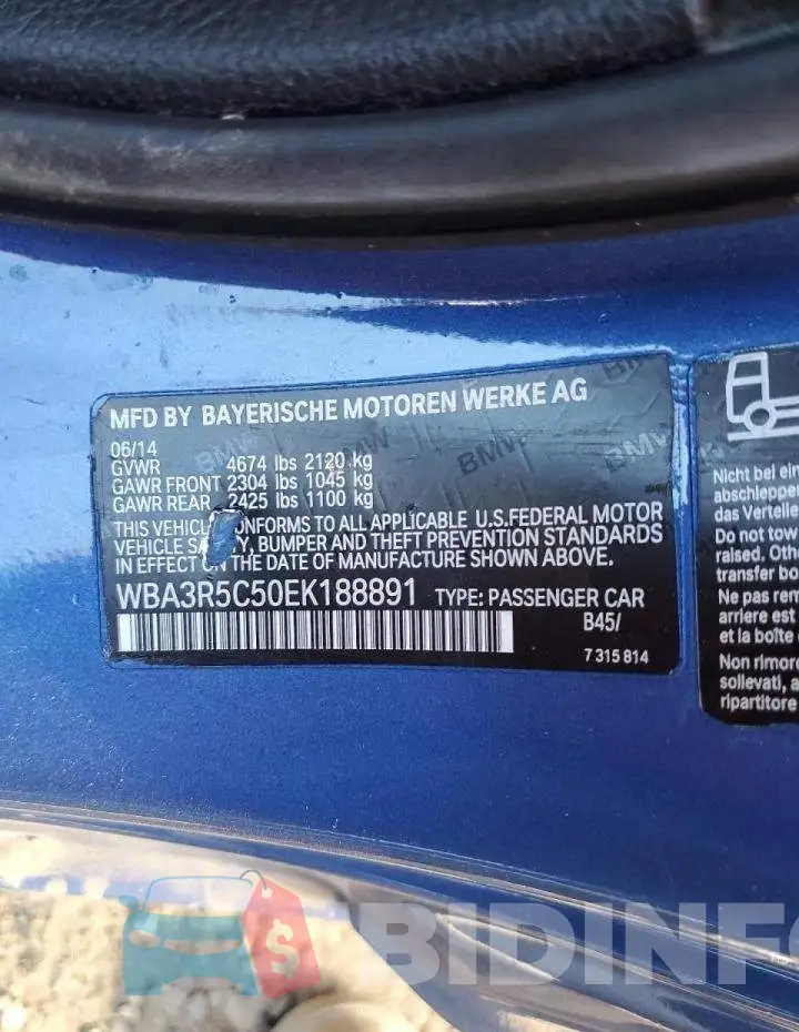 WBA3R5C50EK188891 Photo# 10