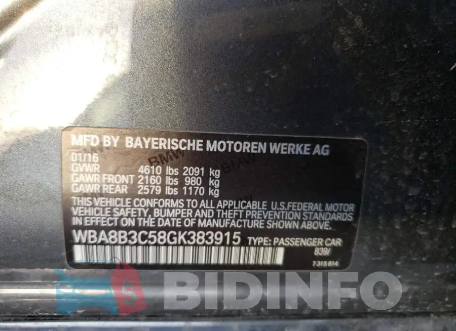 WBA8B3C58GK383915 Photo# 12