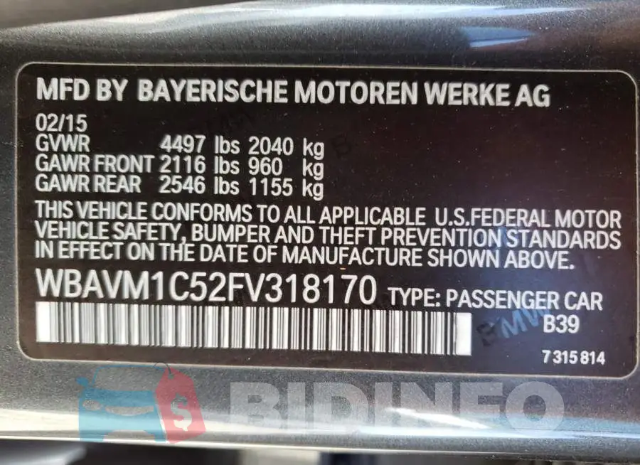 WBAVM1C52FV318170 Photo# 13