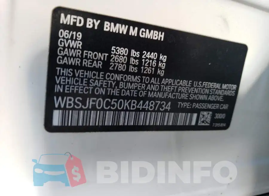 WBSJF0C50KB448734 Photo# 12
