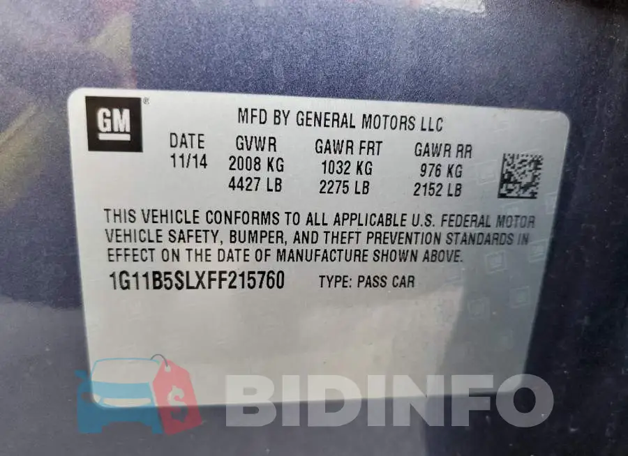 1G11B5SLXFF215760 Photo# 12