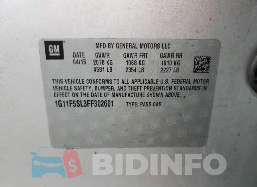 1G11F5SL3FF302601 Photo# 12