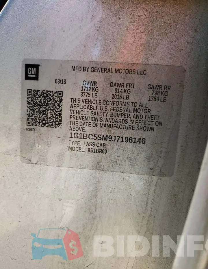 1G1BC5SM9J7196146 Photo# 12