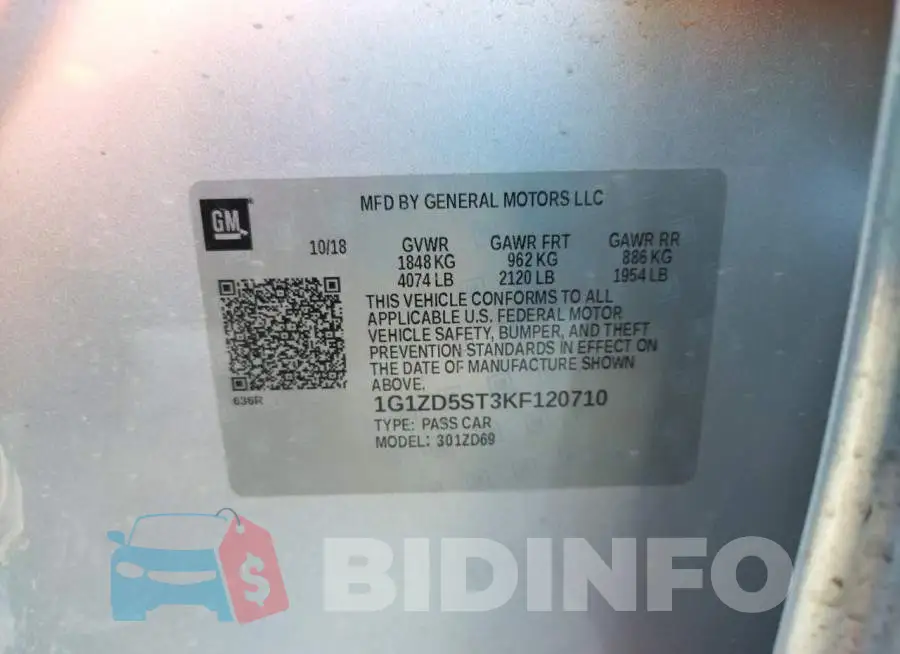 1G1ZD5ST3KF120710 Photo# 12
