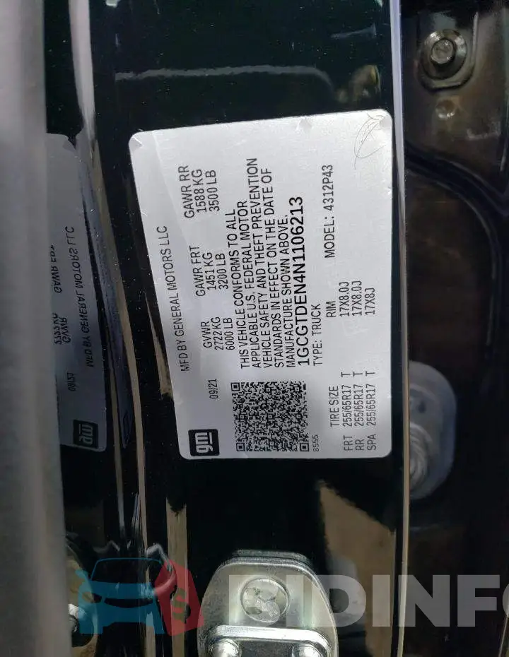 1GCGTDEN4N1106213 Photo# 12