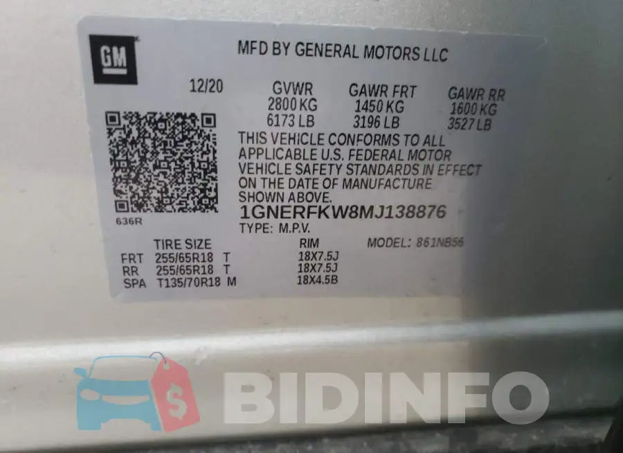 1GNERFKW8MJ138876 Photo# 13