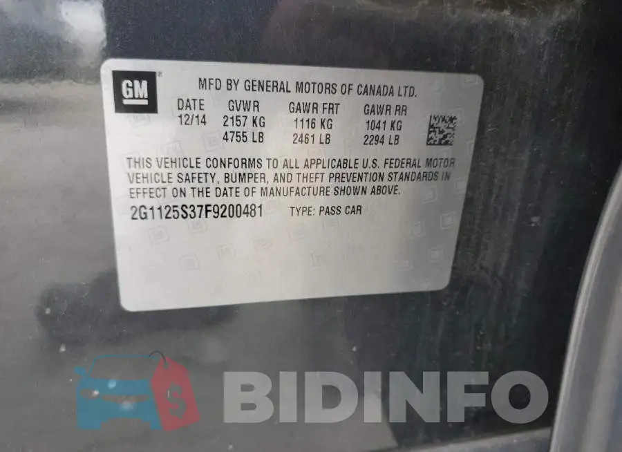 2G1125S37F9200481 Photo# 13