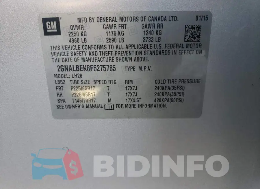 2GNALBEK8F6275785 Photo# 13