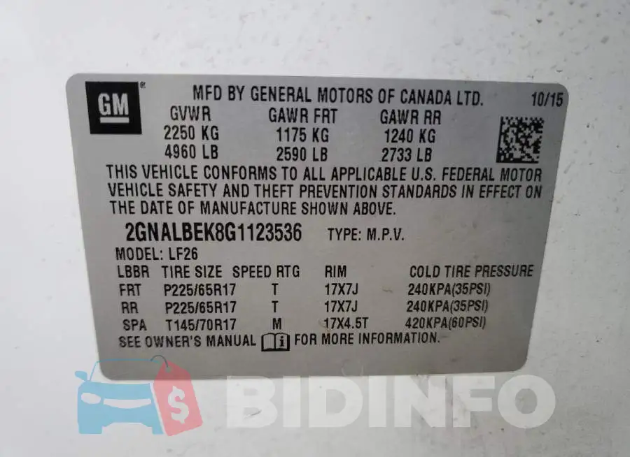 2GNALBEK8G1123536 Photo# 14