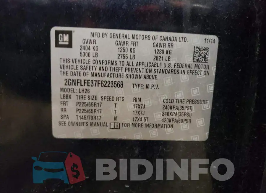 2GNFLFE37F6223568 Photo# 14