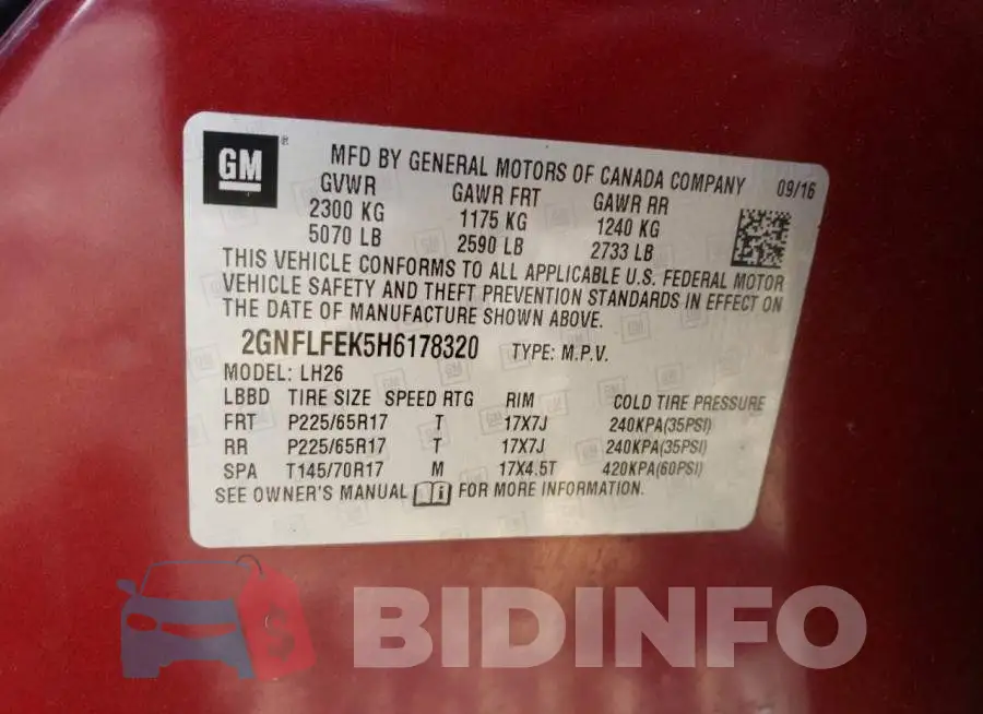 2GNFLFEK5H6178320 Photo# 12