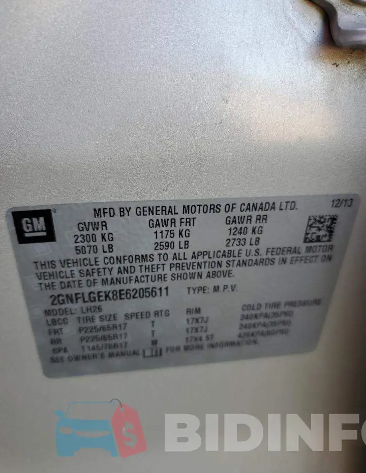 2GNFLGEK8E6205611 Photo# 13