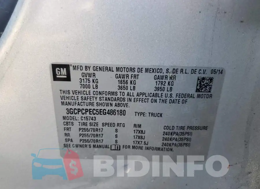 3GCPCPEC5EG486180 Photo# 12