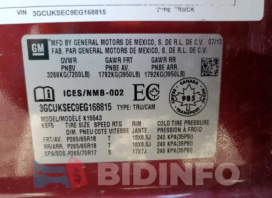 3GCUKSEC9EG168815 Photo# 12