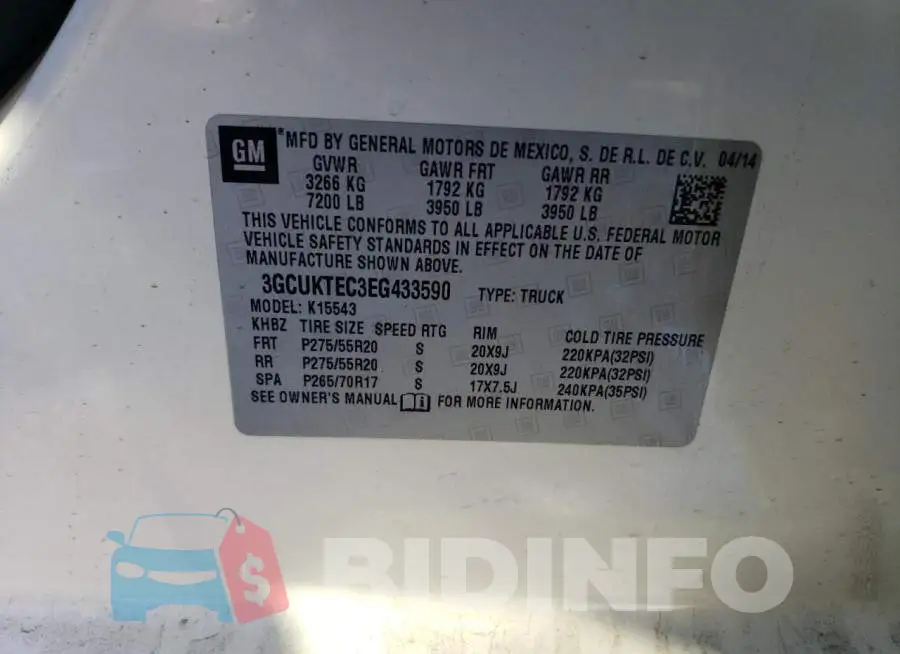 3GCUKTEC3EG433590 Photo# 13