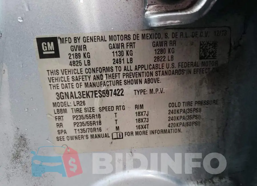 3GNAL3EK7ES597422 Photo# 13