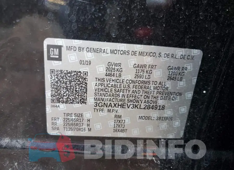 3GNAXHEV3KL284918 Photo# 14
