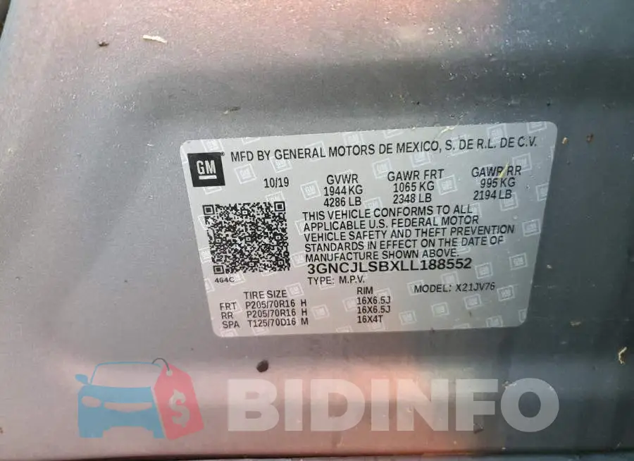 3GNCJLSBXLL188552 Photo# 10
