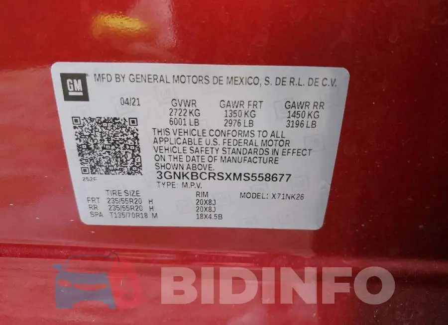 3GNKBCRSXMS558677 Photo# 13
