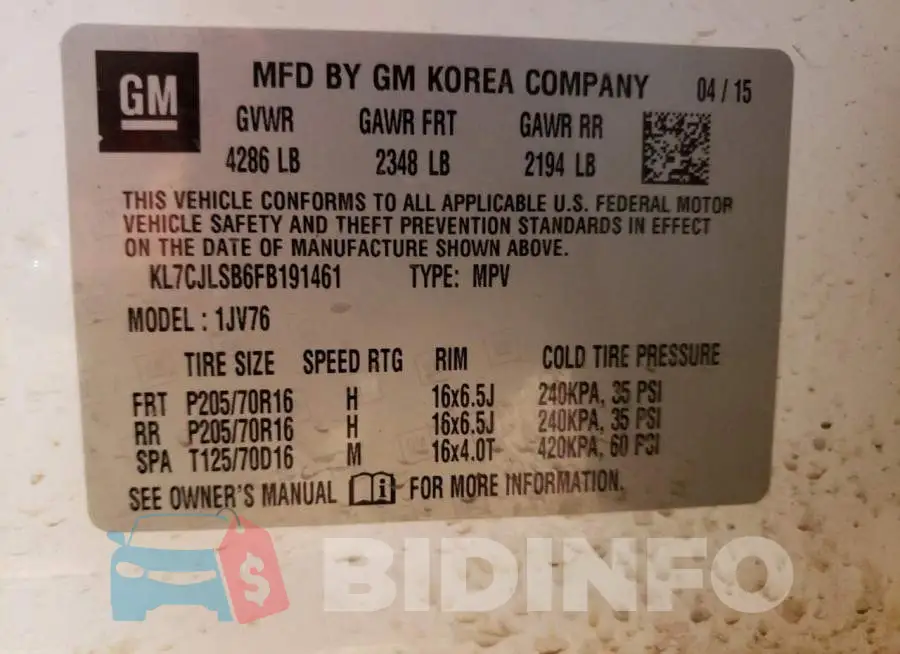 KL7CJLSB6FB191461 Photo# 13