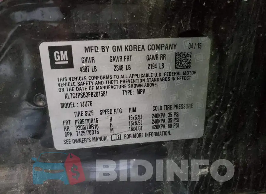 KL7CJPSB3FB201581 Photo# 13