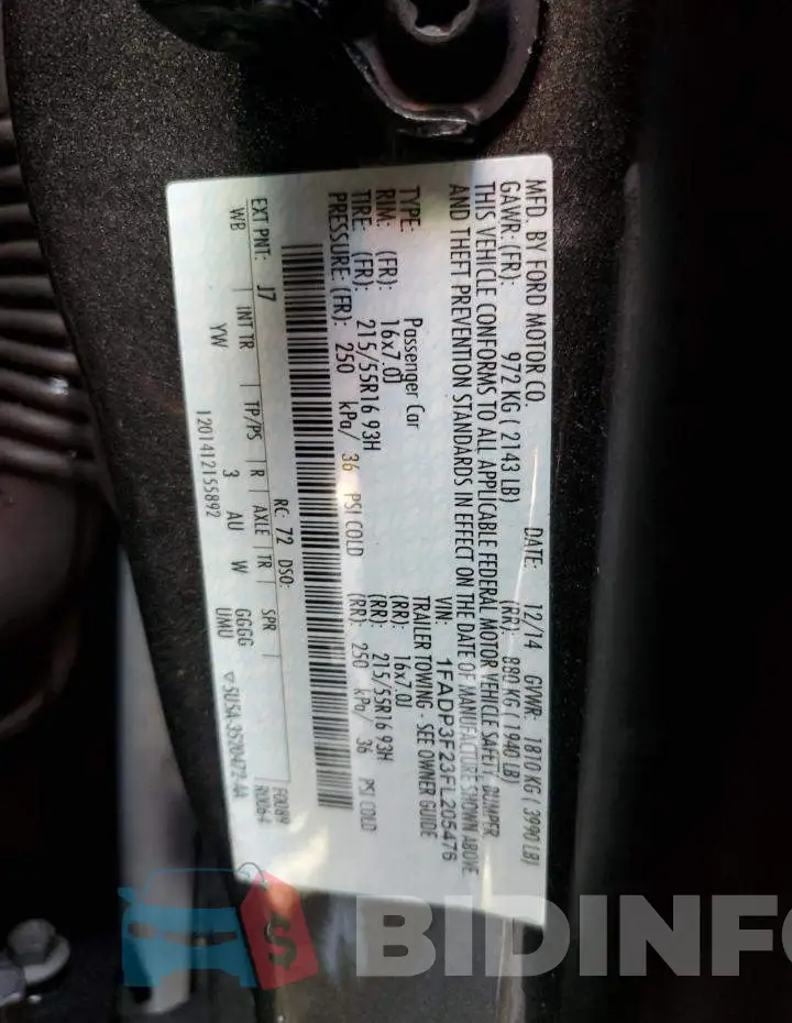 1FADP3F23FL205476 Photo# 12
