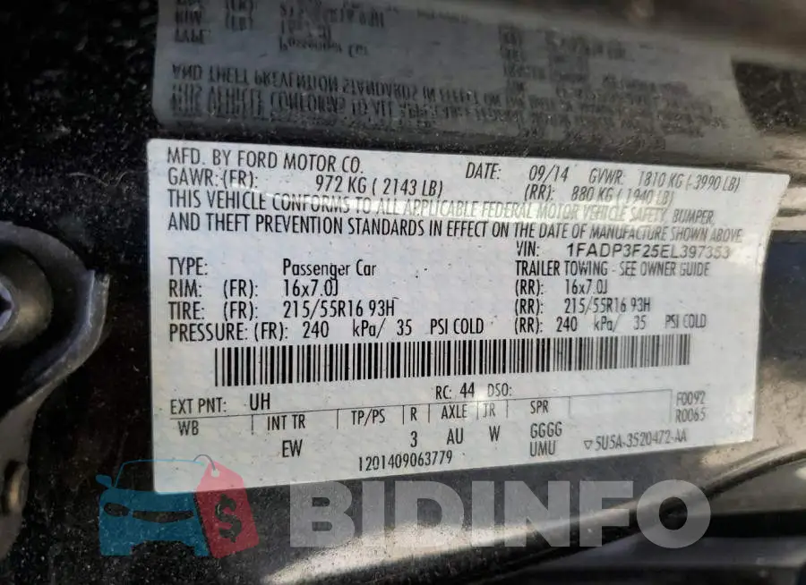 1FADP3F25EL397353 Photo# 12