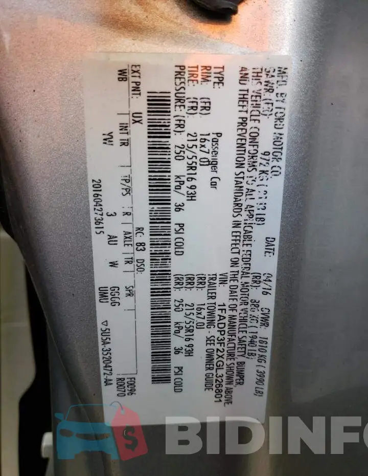 1FADP3F2XGL326801 Photo# 12