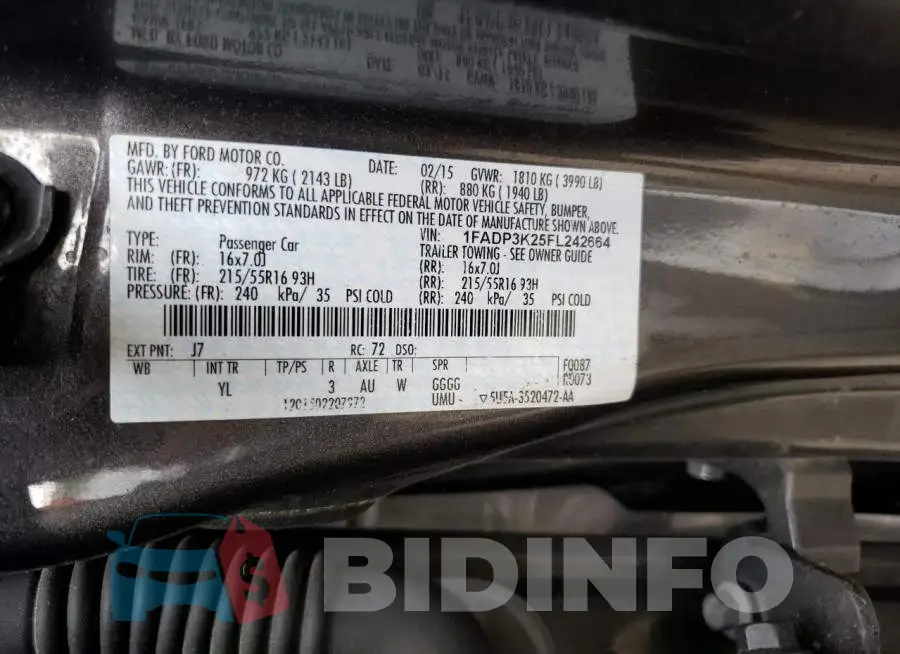 1FADP3K25FL242664 Photo# 14