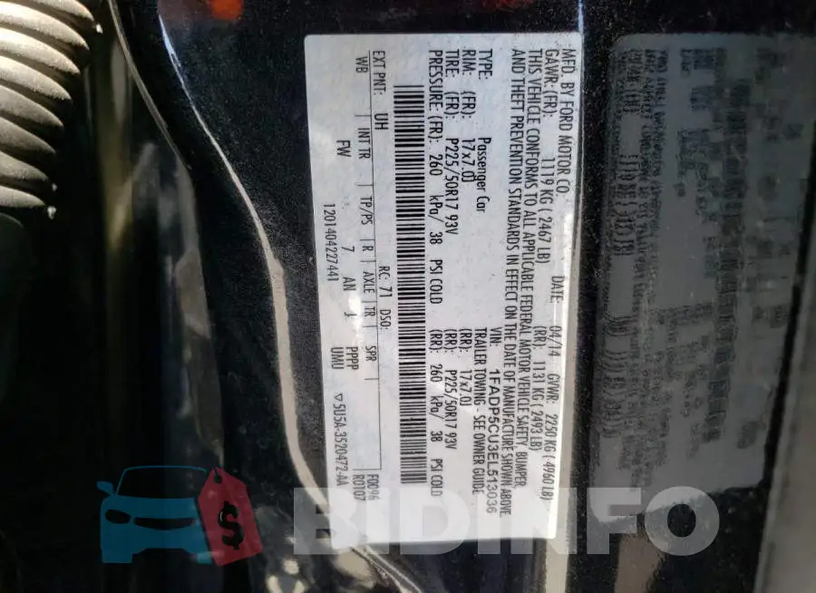 1FADP5CU3EL513036 Photo# 13