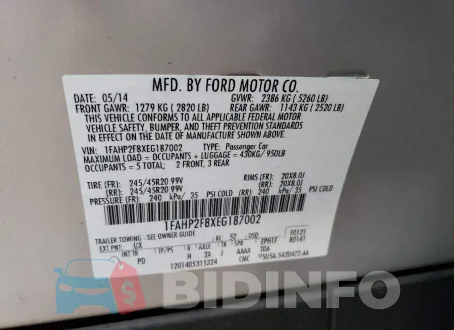 1FAHP2F8XEG187002 Photo# 12