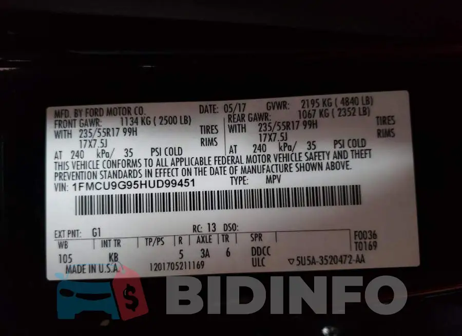 1FMCU9G95HUD99451 Photo# 14