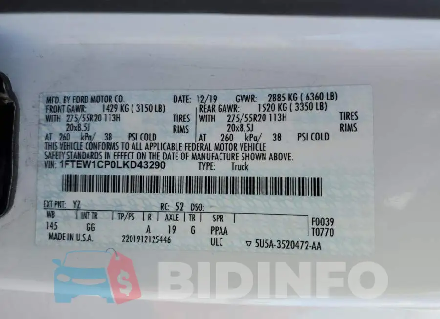 1FTEW1CP0LKD43290 Photo# 12