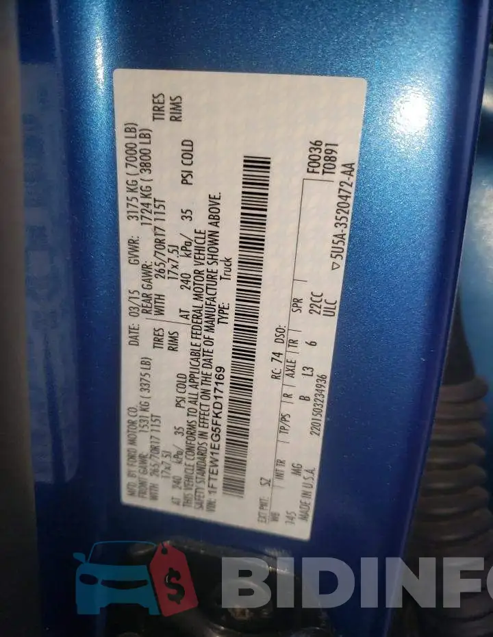 1FTEW1EG5FKD17169 Photo# 13