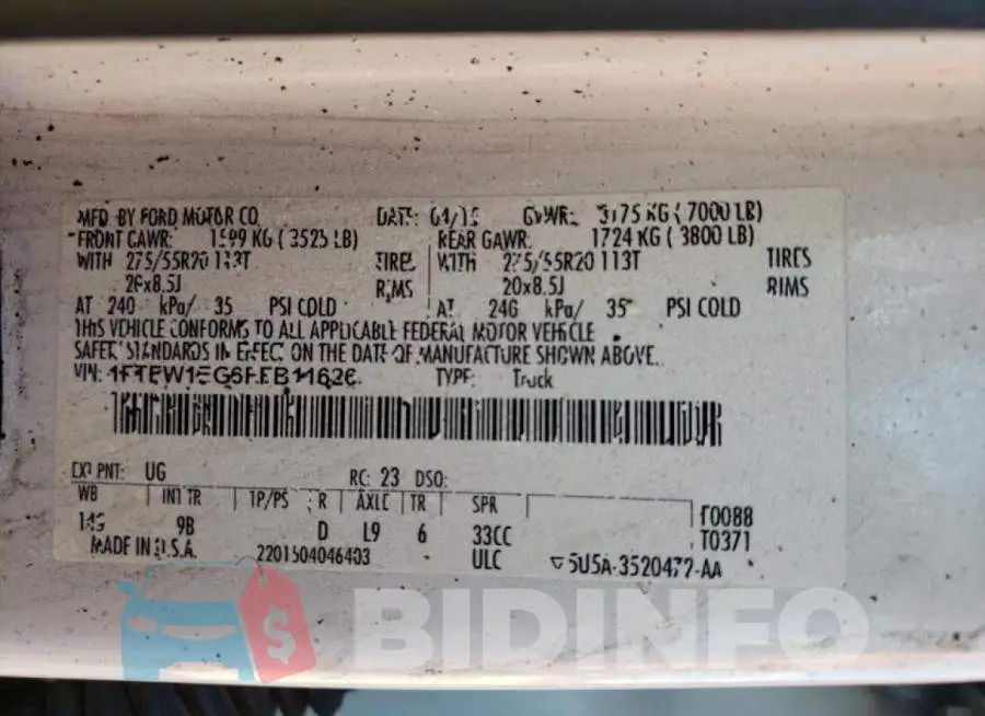 1FTEW1EG6FFB11626 Photo# 10