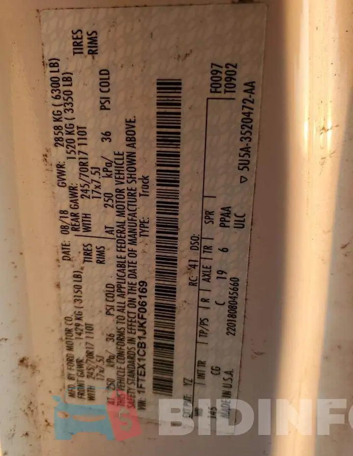 1FTEX1CB1JKF06169 Photo# 13