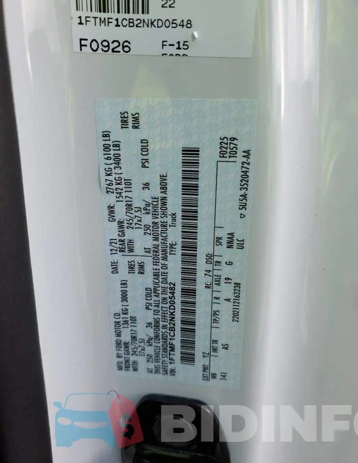 1FTMF1CB2NKD05482 Photo# 12