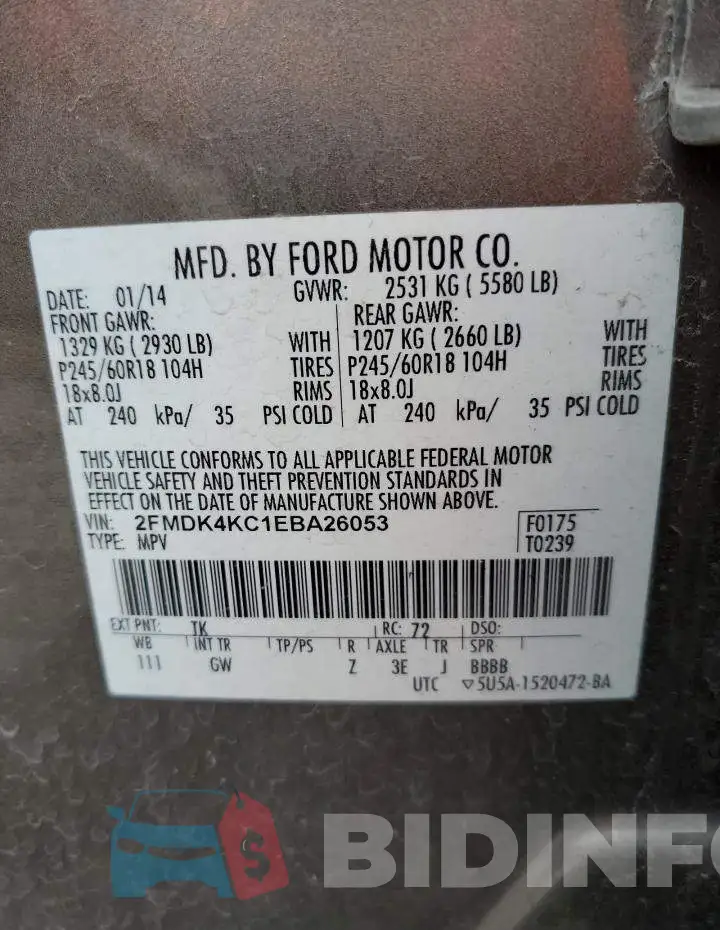 2FMDK4KC1EBA26053 Photo# 12
