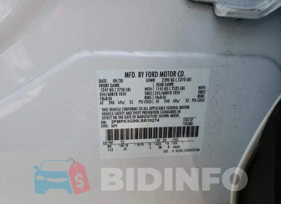 2FMPK3G99LBB30274 Photo# 13