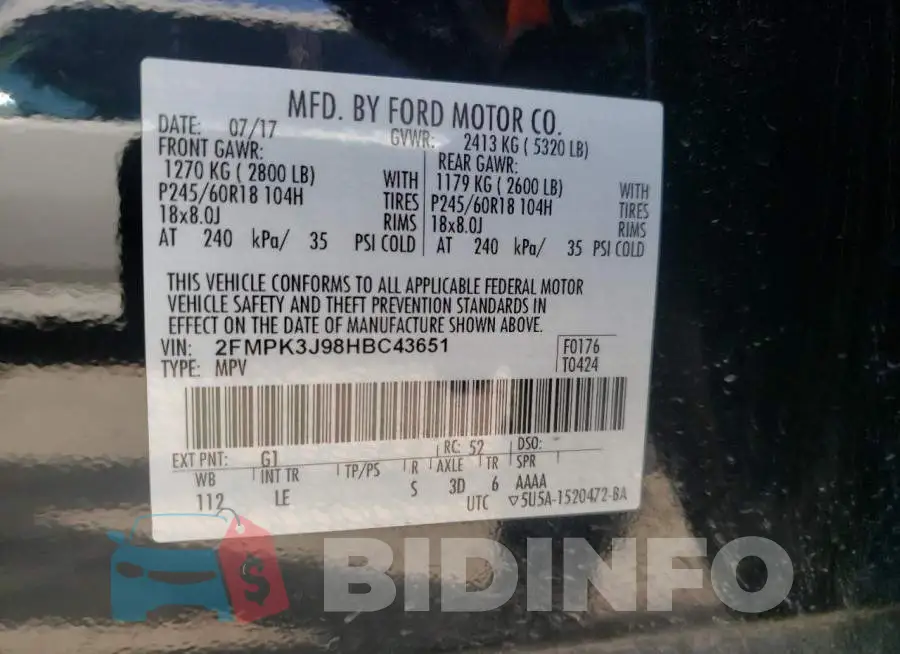 2FMPK3J98HBC43651 Photo# 14