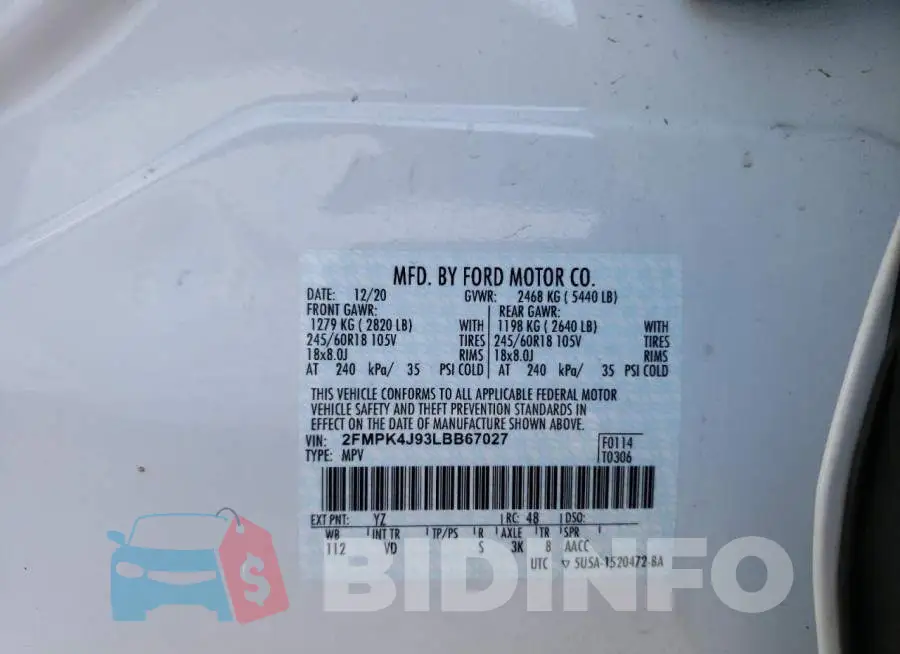 2FMPK4J93LBB67027 Photo# 13